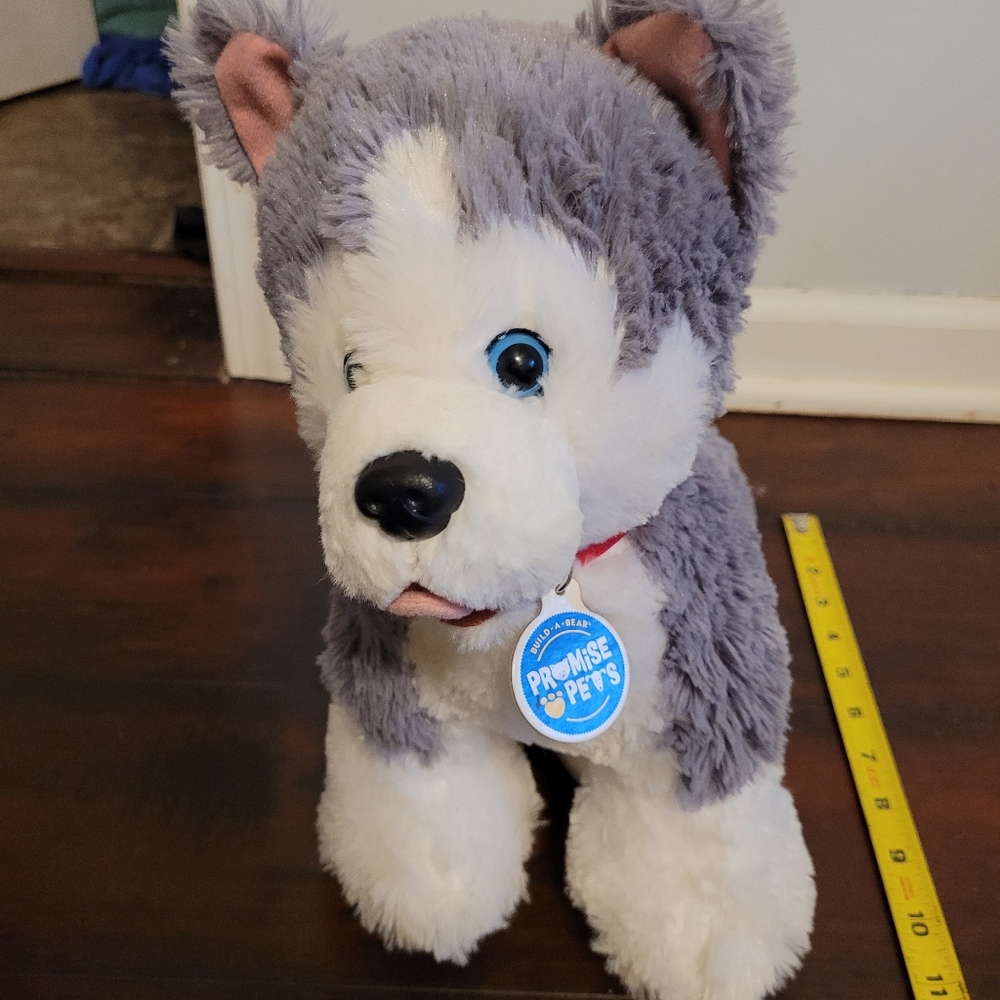 Build a Bear Promise Pets Gray White Husky Dog Stuffed Animal Toy